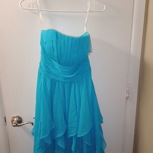 Elegant Strapless Blue Dress